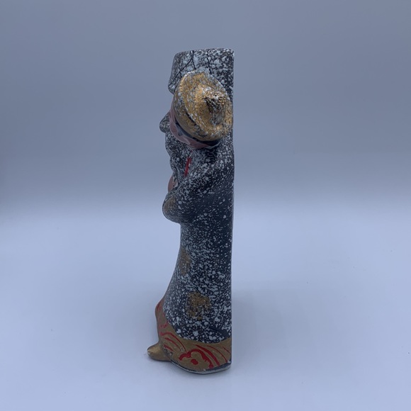 Vintage MCM Japan Boy Theater Mask Wall Pocket Vase Lava Glaze Replacement - Picture 4 of 8